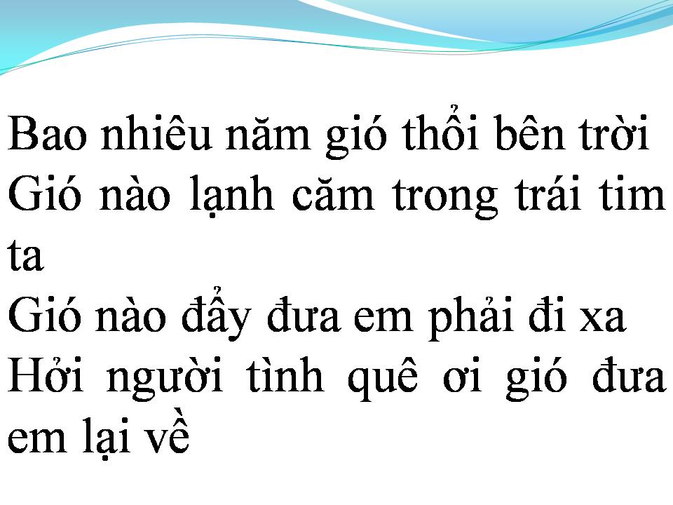 Lời bài hát GIÓ THỔI BÊN SÔNG