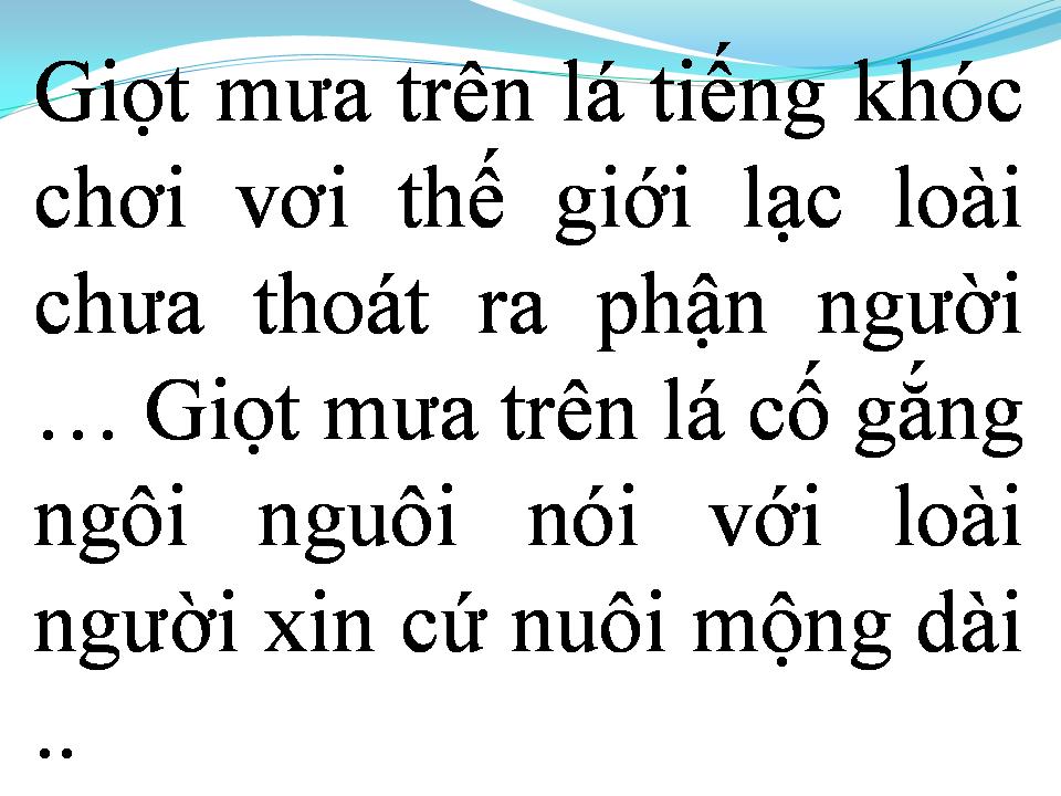 Lời bài hát GIỌT MƯA TRÊN LÁ
