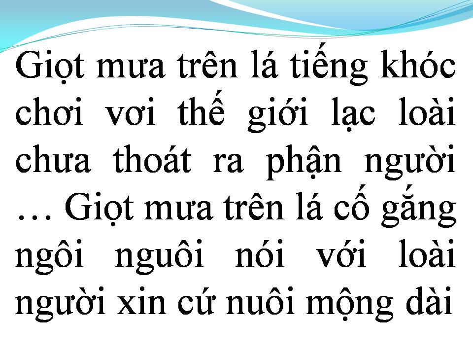 Lời bài hát GIỌT MƯA TRÊN LÁ