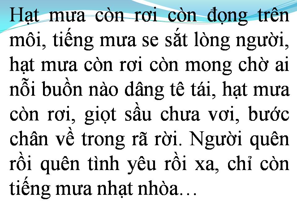 Lời bài hát GIỌT SẦU TRONG MƯA