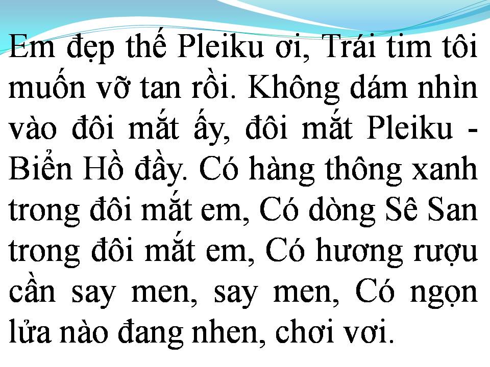 Lời bài hát ĐÔI MẮT PLEIKU