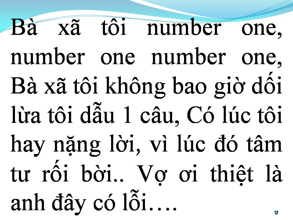 Lời bài hát BÀ XÃ TUI NUMBER ONE