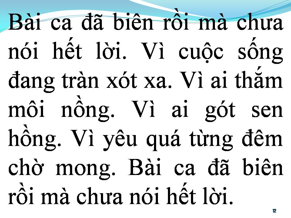 Lời bài hát BÀI CA CHƯA VIẾT HẾT LỜI