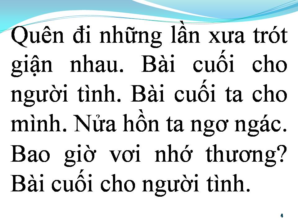 Lời bài hát BÀI CUỐI CHO NGƯỜI TÌNH