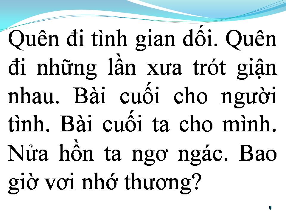 Lời bài hát BÀI CUỐI CHO NGƯỜI TÌNH