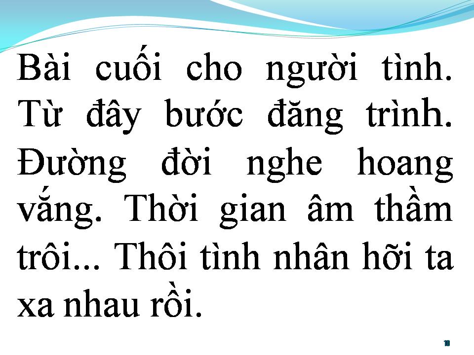 Lời bài hát BÀI CUỐI CHO NGƯỜI TÌNH