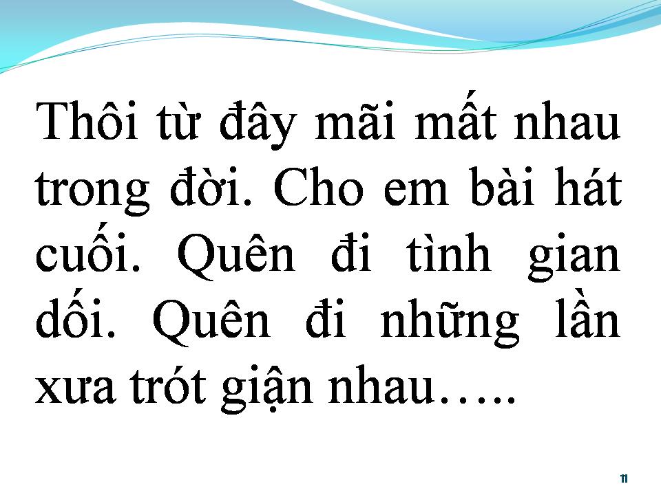 Lời bài hát BÀI CUỐI CHO NGƯỜI TÌNH