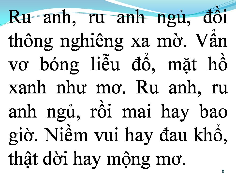 Lời bài hát BÀI HÁT RU CHO ANH