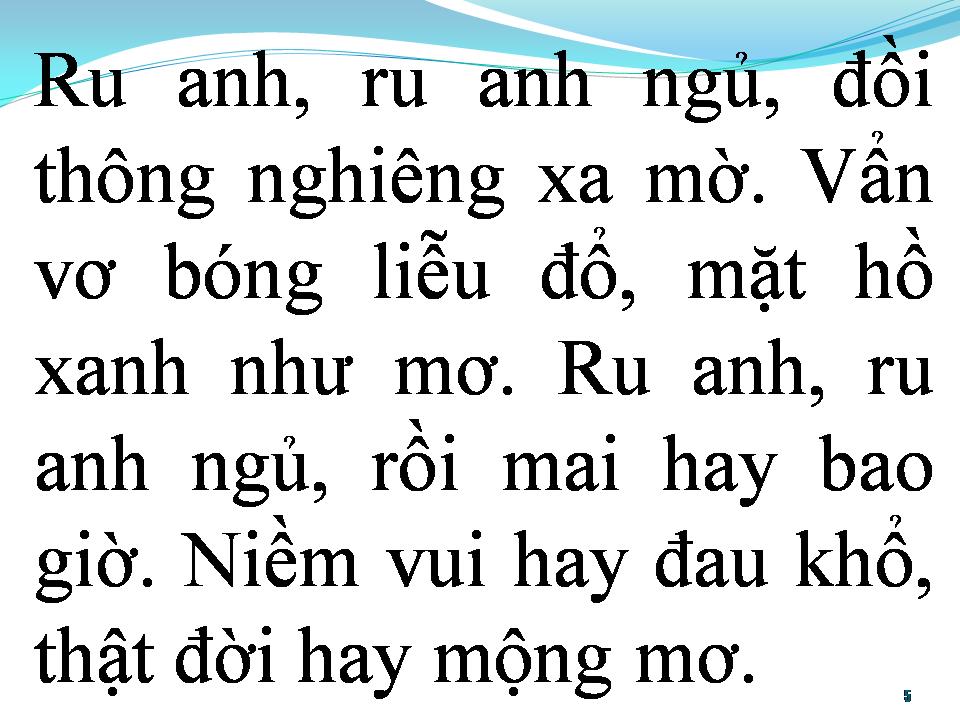 Lời bài hát BÀI HÁT RU CHO ANH