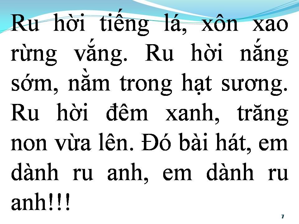 Lời bài hát BÀI HÁT RU CHO ANH