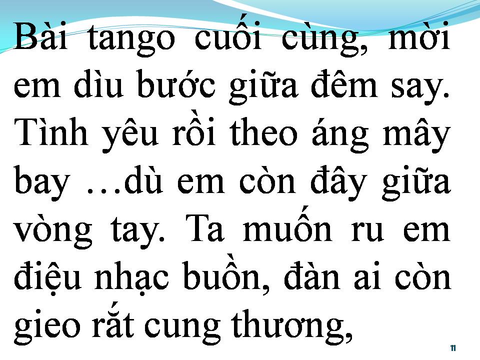 Lời bài hát BÀI TANGO CUỐI CÙNG