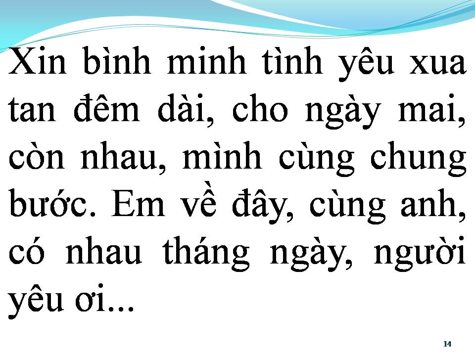 Lời bài hát BÌNH MINH TÌNH YÊU