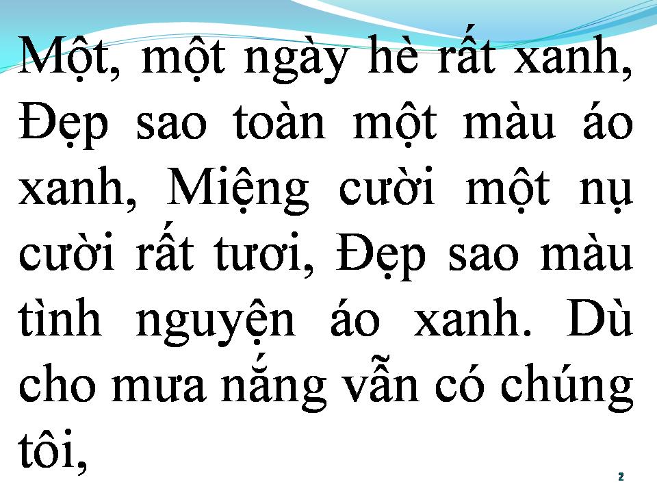 Lời bài hát BÀI CA TÌNH NGUYỆN XANH