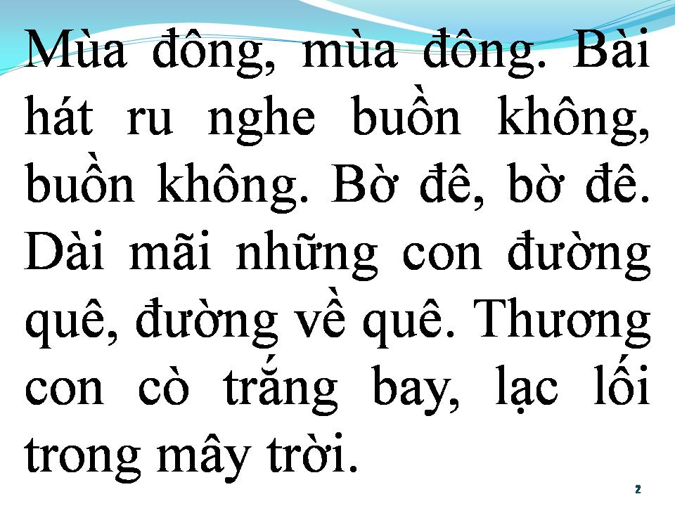 Lời bài hát BÀI HÁT RU MÙA ĐÔNG