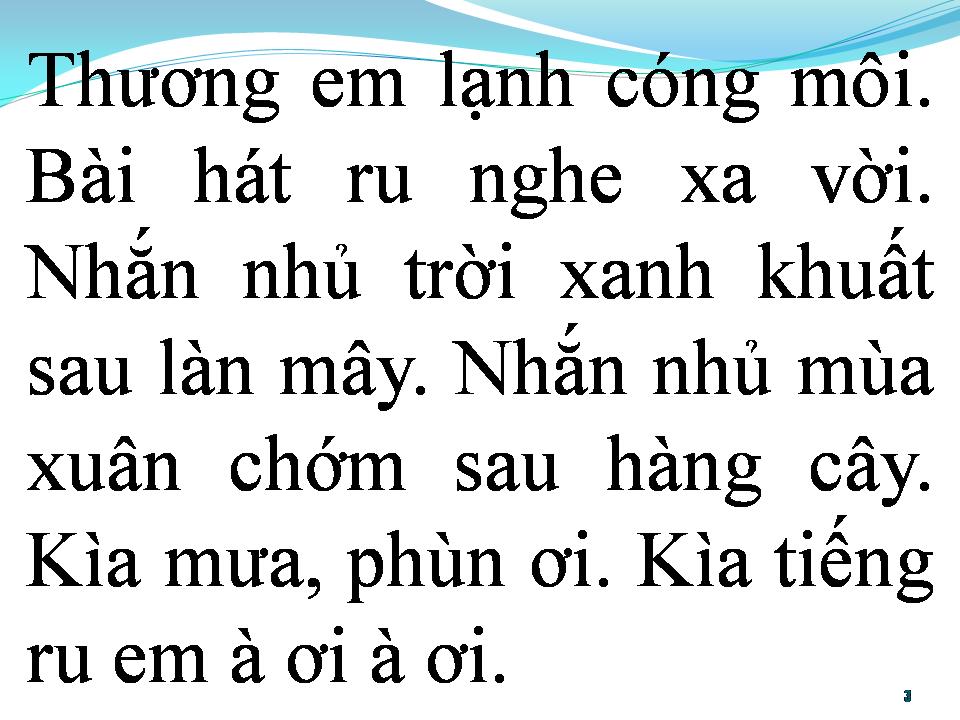 Lời bài hát BÀI HÁT RU MÙA ĐÔNG