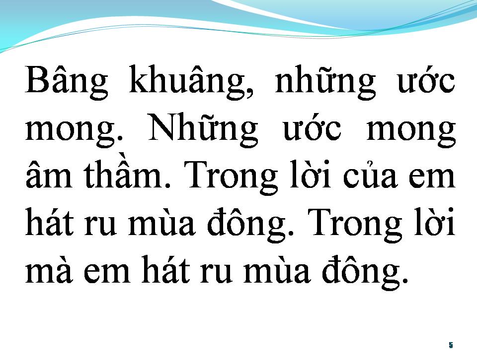 Lời bài hát BÀI HÁT RU MÙA ĐÔNG