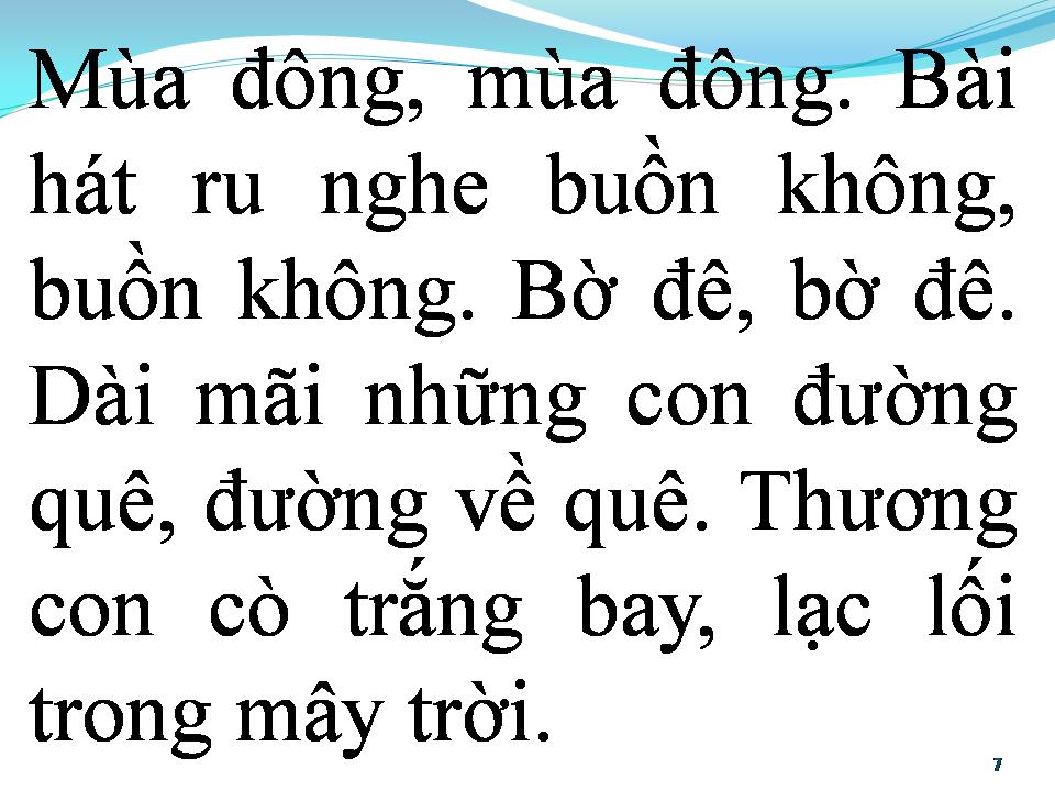 Lời bài hát BÀI HÁT RU MÙA ĐÔNG
