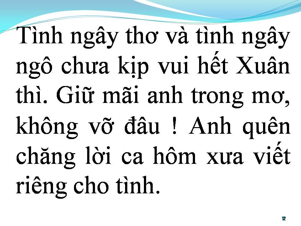 Lời bài hát BÀI HÁT XƯA