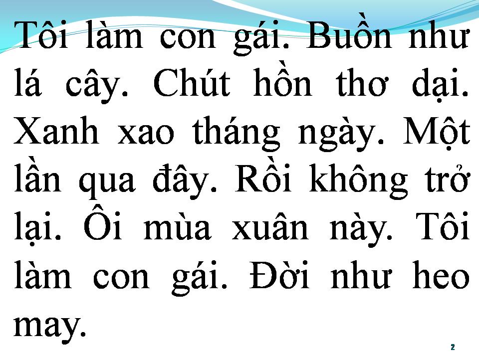 Lời bài hát BÀI NHÃ CA THỨ NHẤT