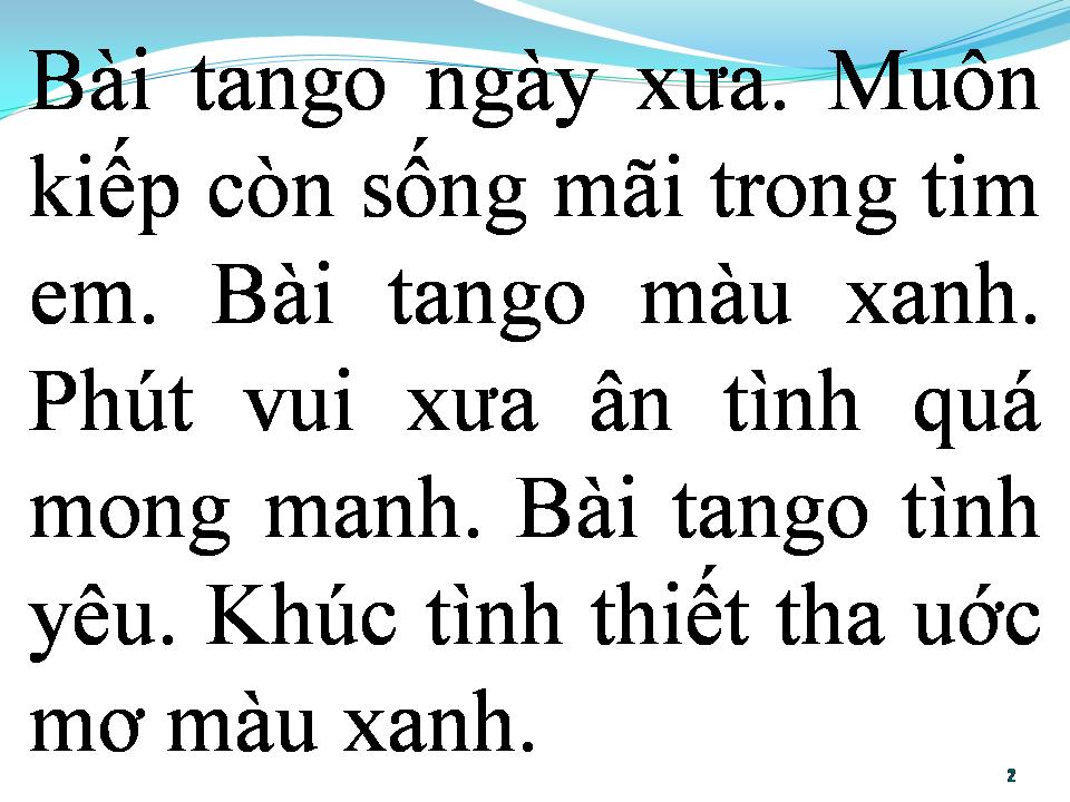 Lời bài hát BÀI TANGO MÀU XANH