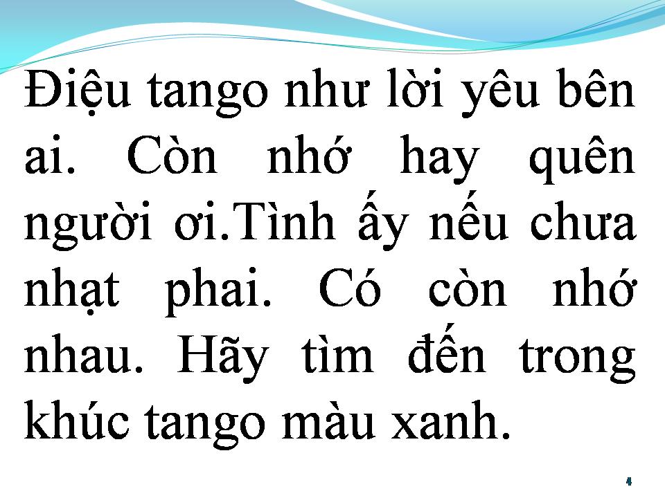 Lời bài hát BÀI TANGO MÀU XANH
