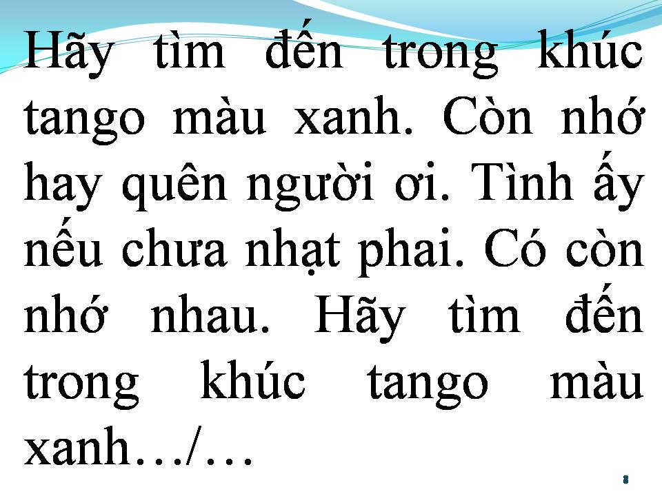 Lời bài hát BÀI TANGO MÀU XANH