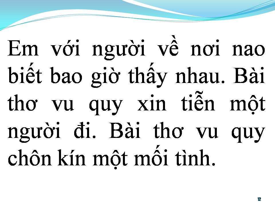 Lời bài hát BÀI THƠ VU QUY