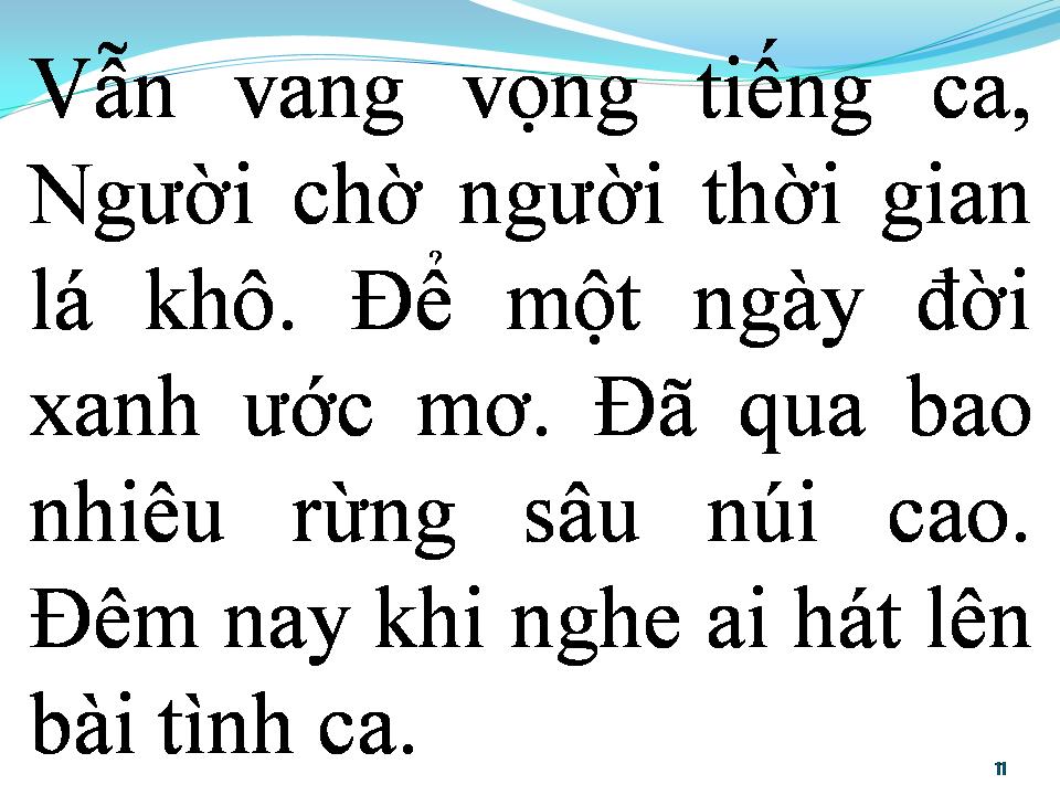 Lời bài hát BÀI TÌNH CA MÀU XANH