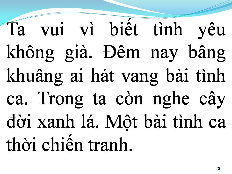 Lời bài hát BÀI TÌNH CA MÀU XANH