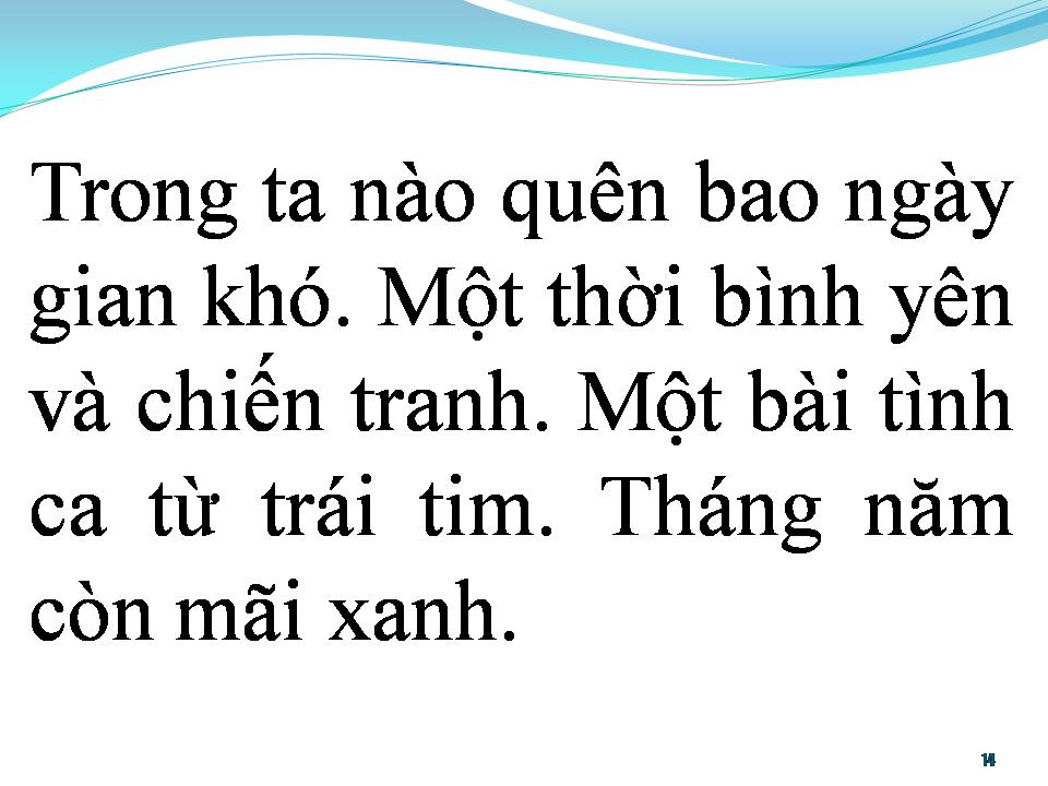 Lời bài hát BÀI TÌNH CA MÀU XANH