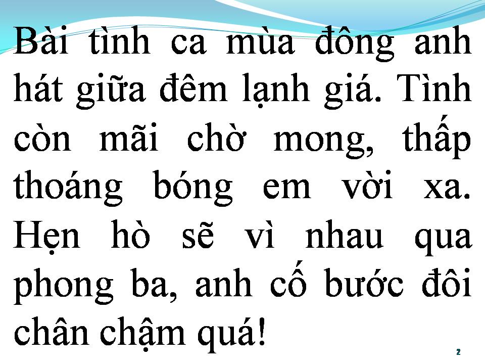 Lời bài hát BÀI TÌNH CA MÙA ĐÔNG