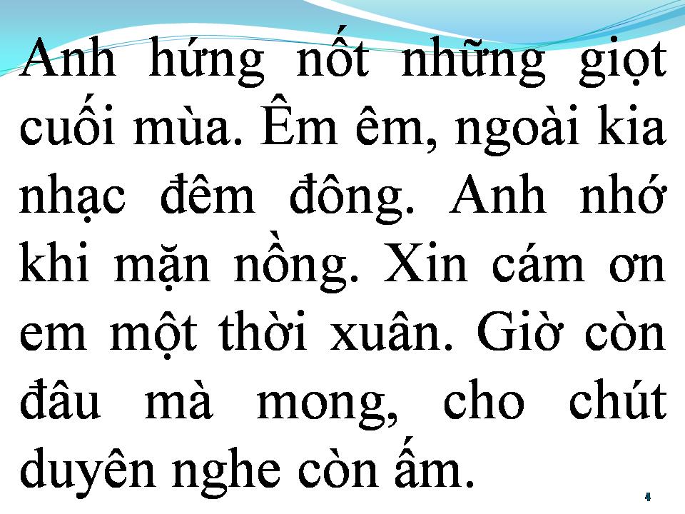 Lời bài hát BÀI TÌNH CA MÙA ĐÔNG