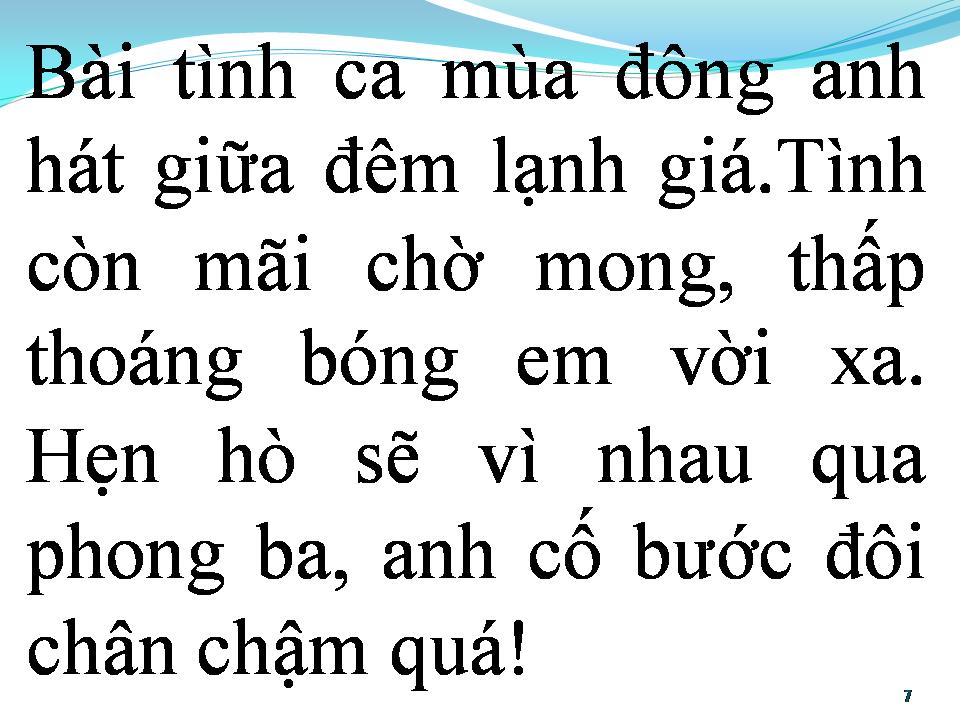 Lời bài hát BÀI TÌNH CA MÙA ĐÔNG