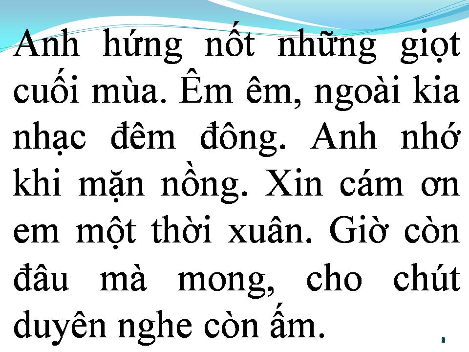 Lời bài hát BÀI TÌNH CA MÙA ĐÔNG