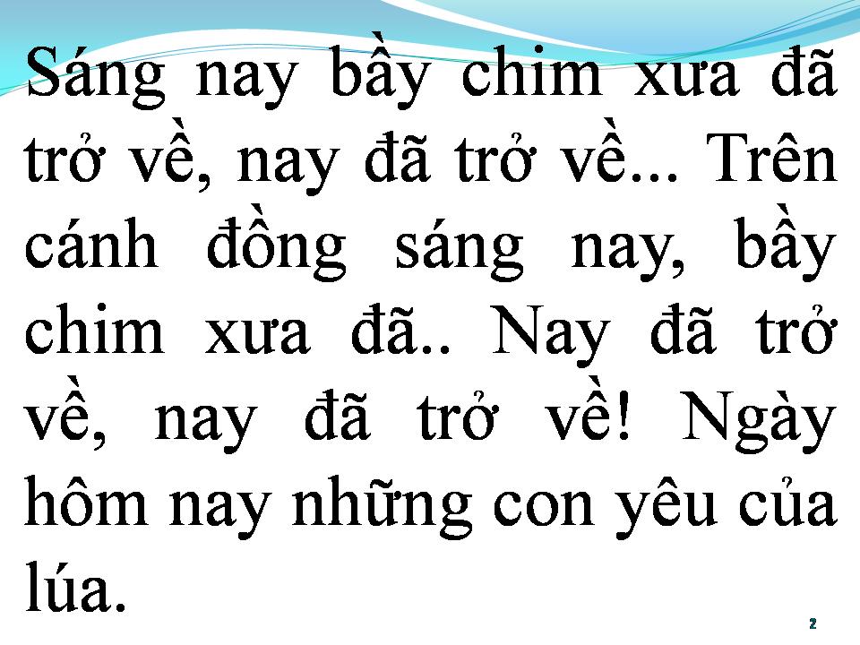 Lời bài hát BẦY CHIM XƯA ĐÃ TRỞ VỀ