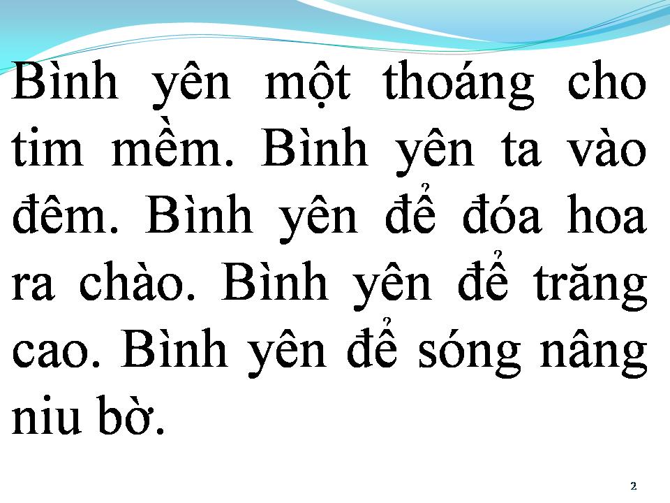 Lời bài hát BÌNH YÊN
