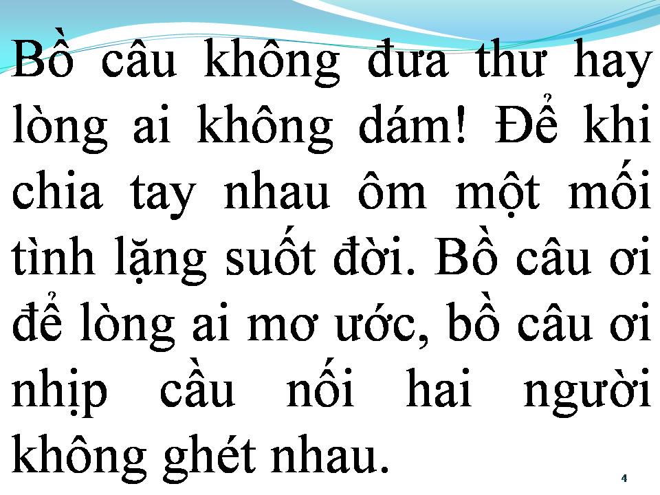 Lời bài hát BỒ CÂU KHÔNG ĐƯA THƯ