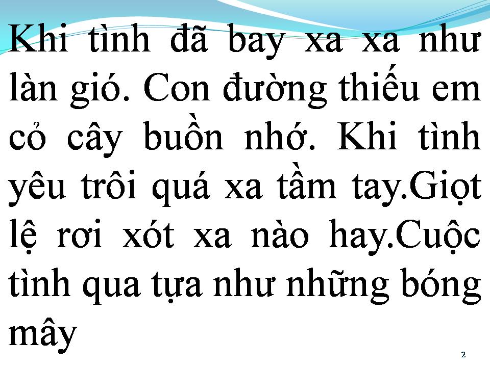 Lời bài hát BÓNG MÂY TÌNH YÊU