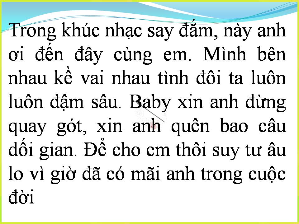 Lời bài hát BABY XIN ĐỪNG QUAY GÓT