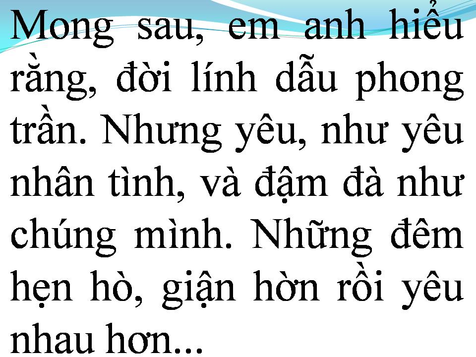 Lời bài hát TÂM SỰ NGƯỜI LÍNH TRẺ