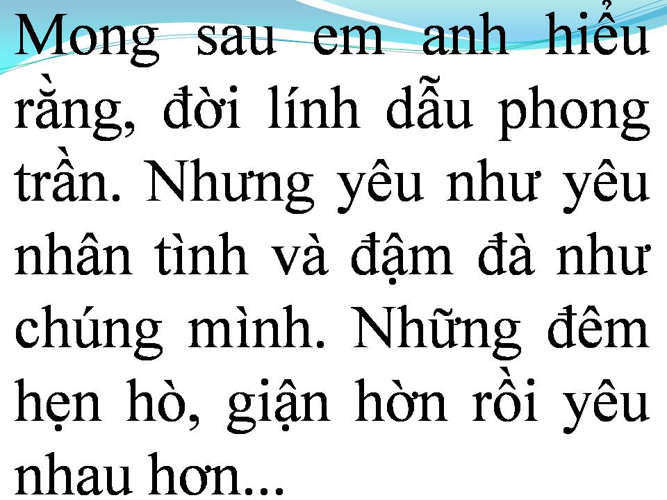 Lời bài hát TÂM SỰ NGƯỜI LÍNH TRẺ