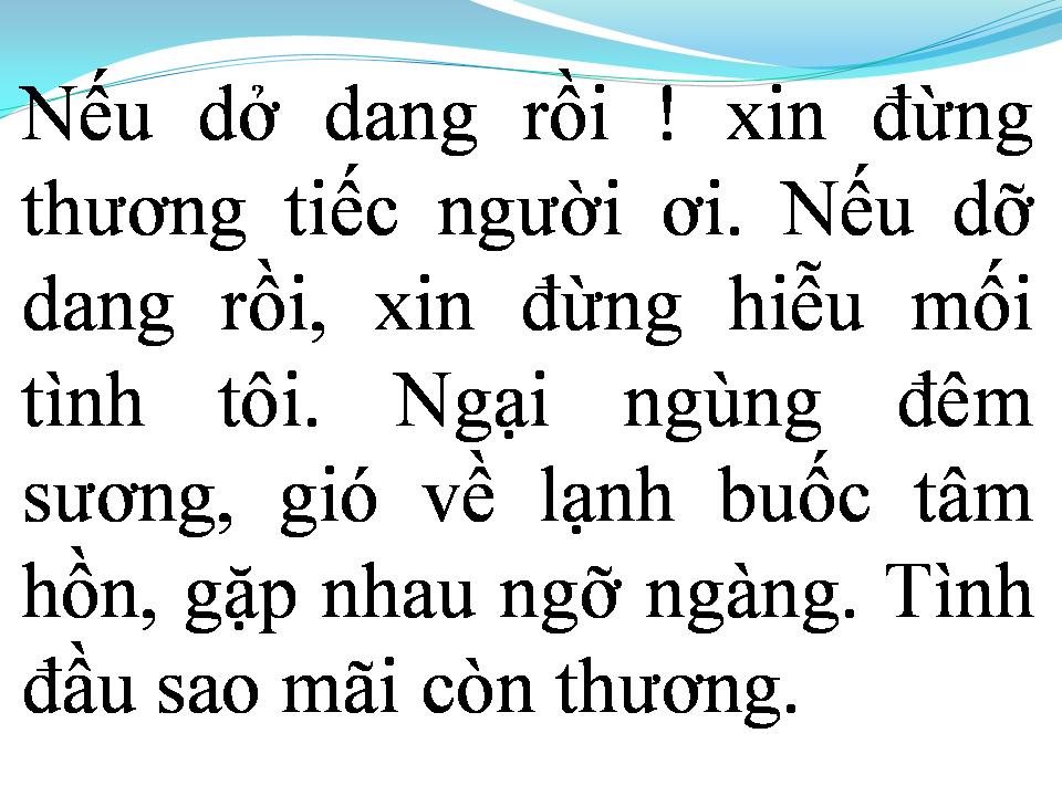 Lời bài hát TÌNH ĐẦU DANG DỞ