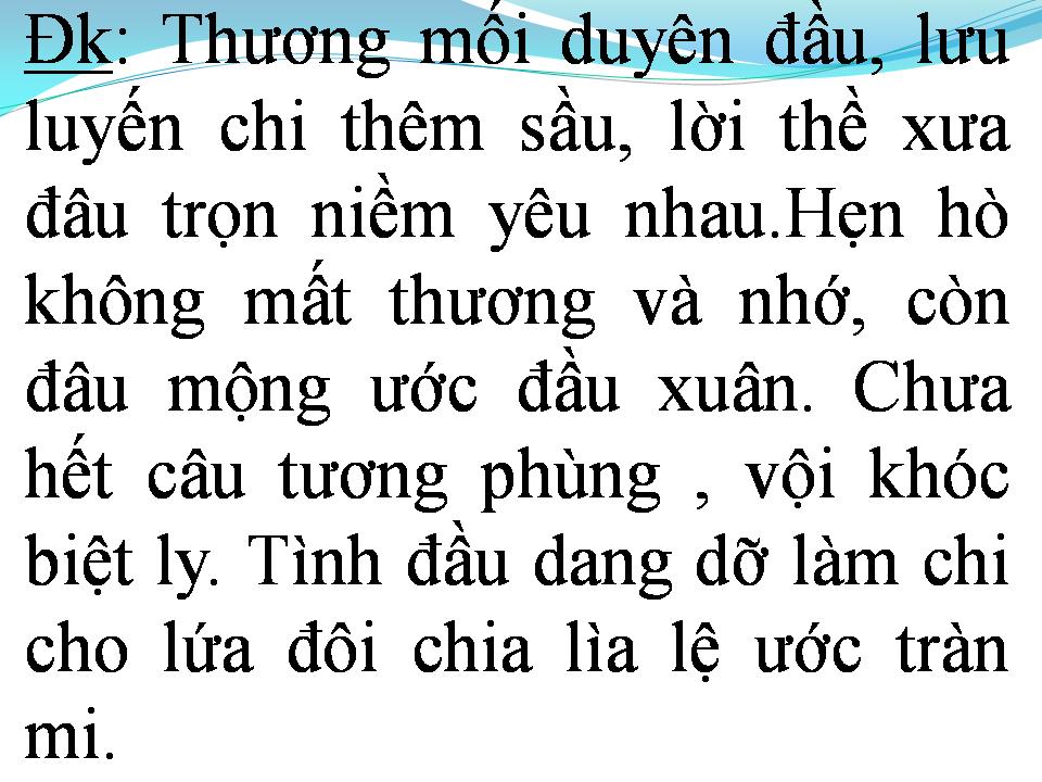 Lời bài hát TÌNH ĐẦU DANG DỞ