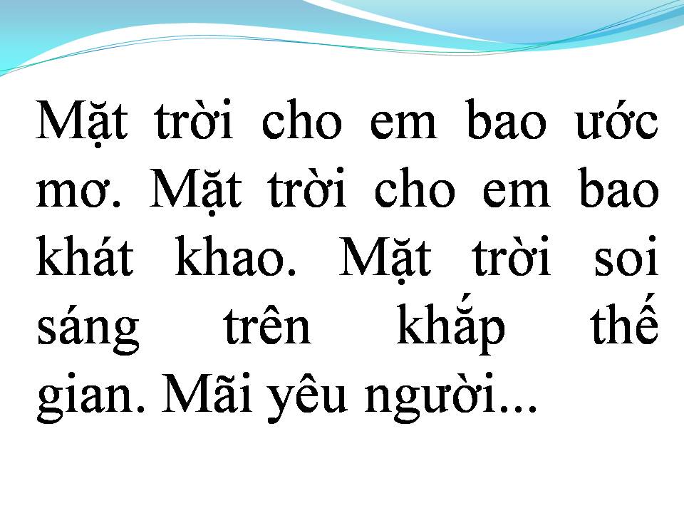 Lời bài hát MẶT TRỜI CỦA EM