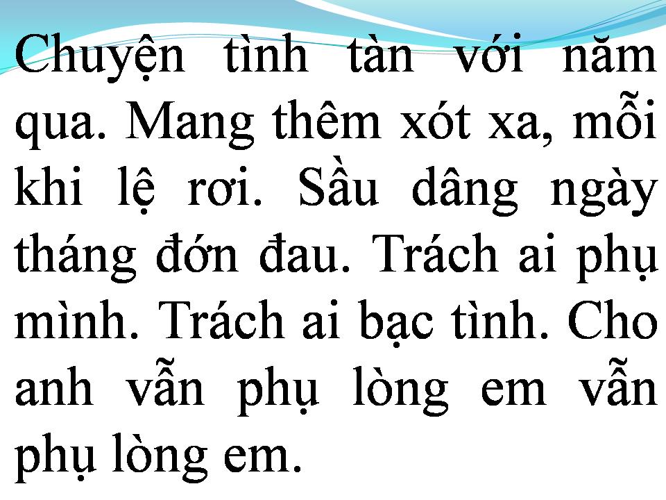 Lời bài hát TÌNH PHỤ