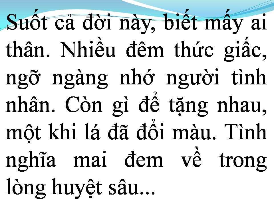 Lời bài hát TÌNH XƯA NGHĨA CŨ 