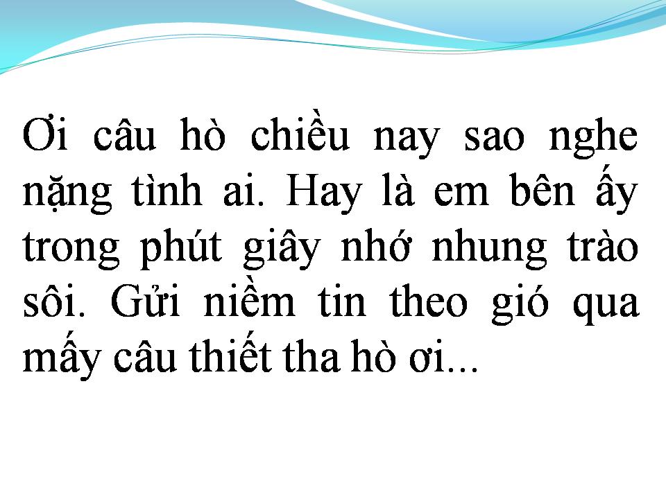 Lời bài hát CÂU HÒ BÊN BỜ HIỀN LƯƠNG