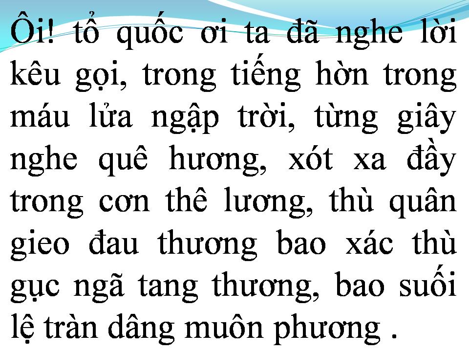 Lời bài hát TỔ QUỐC ƠI TA ĐÃ NGHE