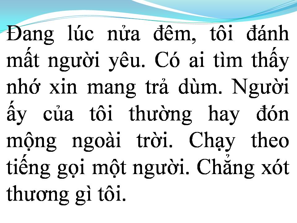 Lời bài hát TÔI MẤT NGƯỜI YÊU