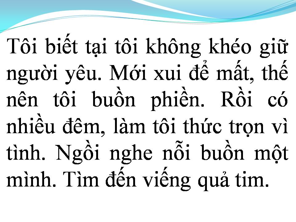 Lời bài hát TÔI MẤT NGƯỜI YÊU